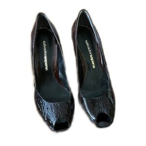 Salvador Sapena leather peep toe pumps